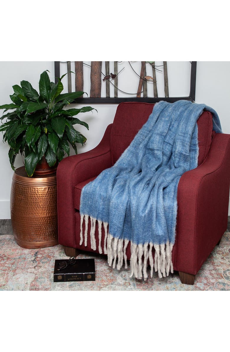 PARKLAND COLLECTION Nagar Transitional Blue 52" x 67" Woven Handloom Throw Blanket, Alternate, color,