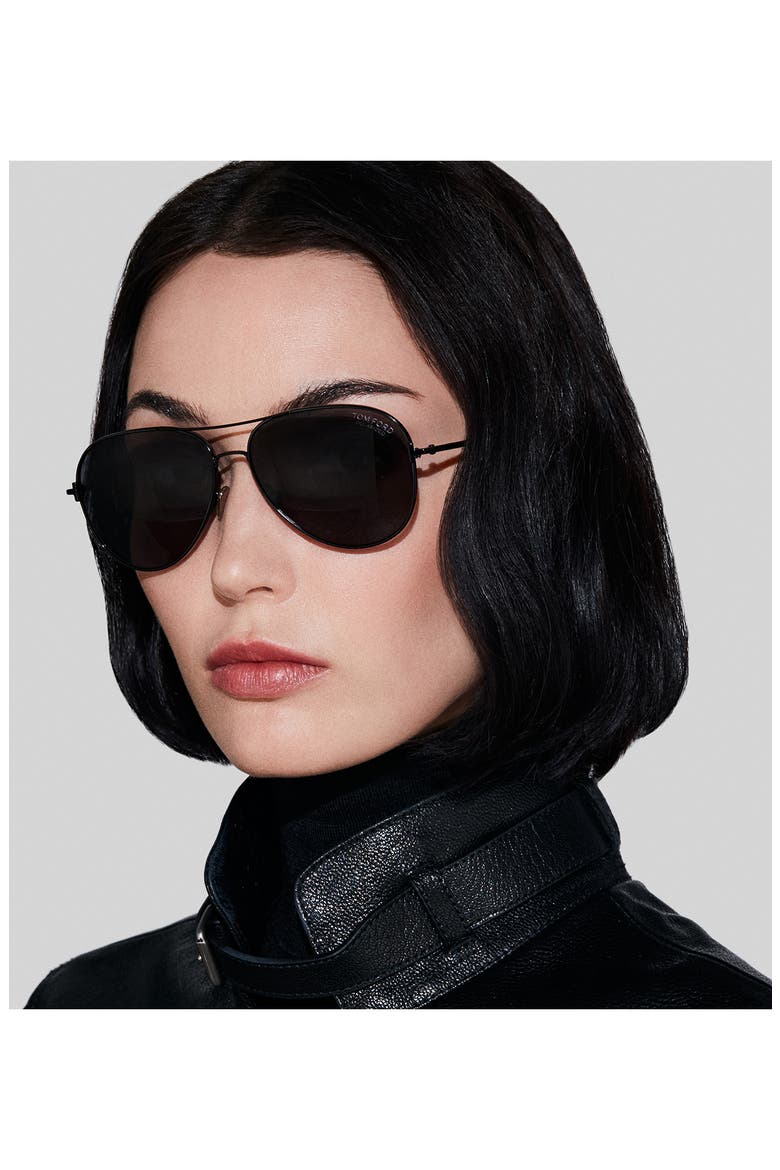 Clark 59mm Pilot Sunglasses, Alternate, color, SHINY BLACK/ POLAR SMOKE