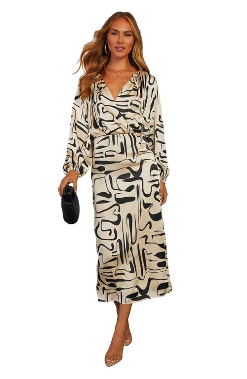 VICI COLLECTION VICI COLLECTION ROMANTIC MATCH ABSTRACT PRINT MIDI SKIRT