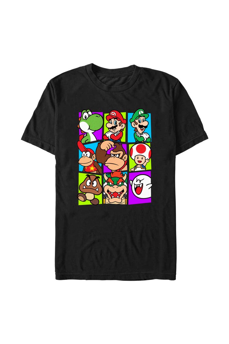 Men's Nintendo Mario Cast  Graphic T-Shirt, Alternate, color, Black