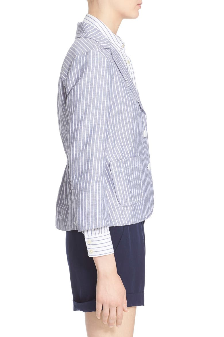 stripe linen & cotton jacket, Alternate, color, DENIM