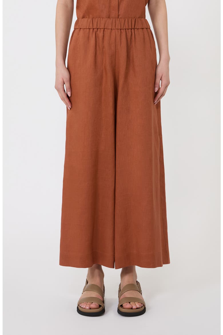 Canneti Linen Pull-On Wide Leg Pants, Main, color, RUST