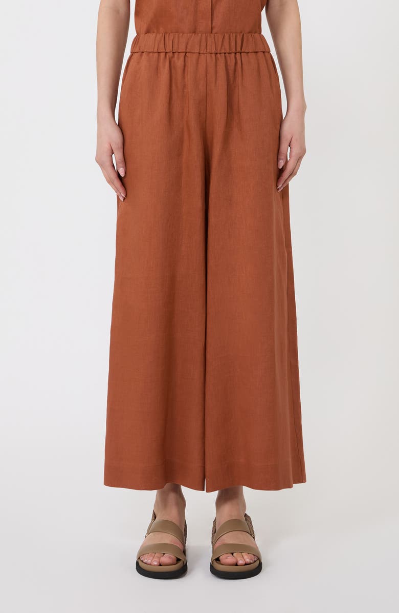 MM by Max Mara Canneti Linen Pull-On Wide Leg Pants, Main, color, Rust