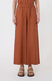 MM by Max Mara Canneti Linen Pull-On Wide Leg Pants