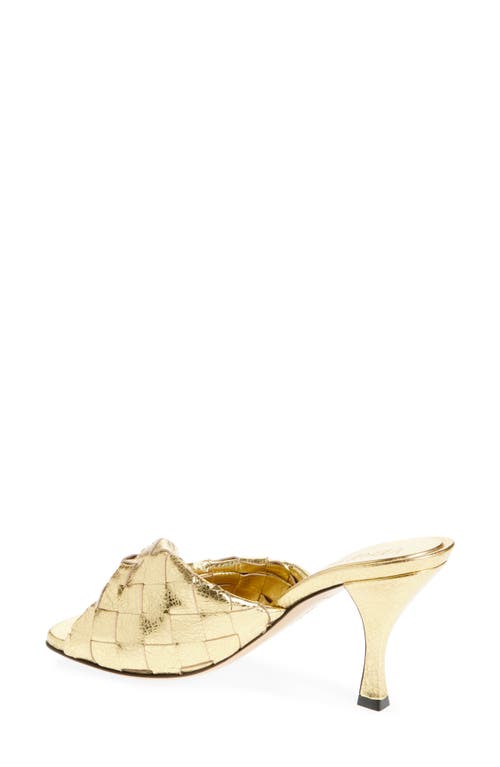 Bottega Veneta Blink Intrecciato Leather Mules In Gold