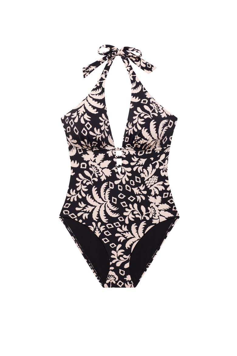 Lexi Knot Front One-Piece Swimsuit, Alternate, color, Palm Royale