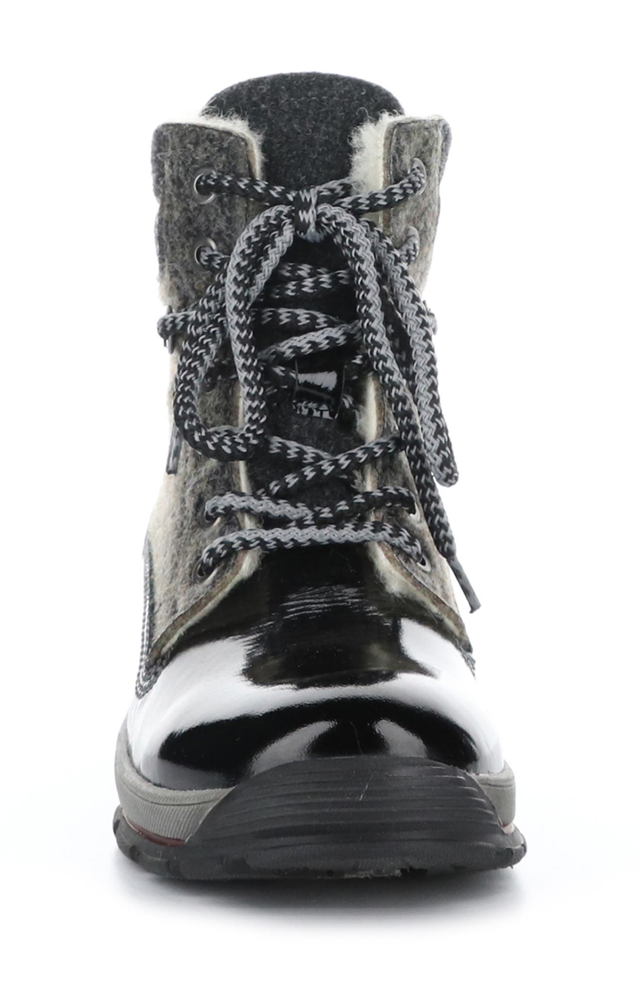 Gift Lace Up Wool & Leather Boot, Alternate, color, BLACK PATENT