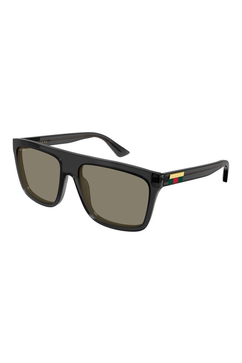 GG0748S 59mm Polarized Gradient Rectangular Sunglasses, Alternate, color, GREY