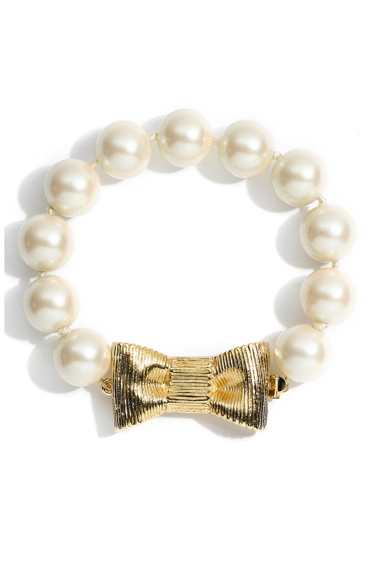 'all wrapped up' glass pearl bracelet, Alternate, color, CREAM/ GOLD