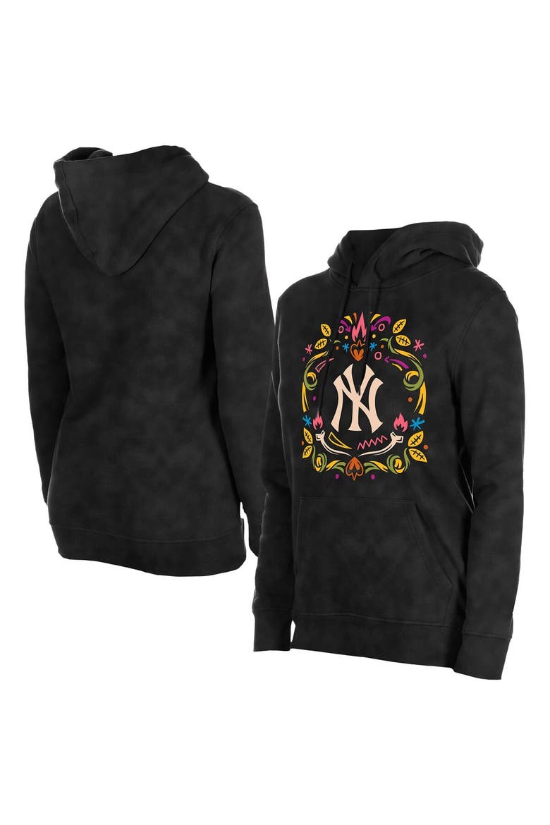 Women's New Era Black New York Yankees Día de Muertos Mineral Wash Hoodie Sweatshirt, Alternate, color, Black
