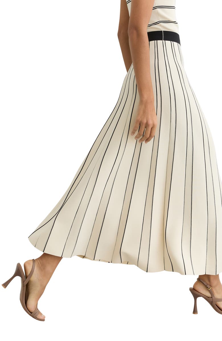 Reiss Mallory Sleeveless Stripe Knit Midi Dress, Alternate, color, Ivory/ Black