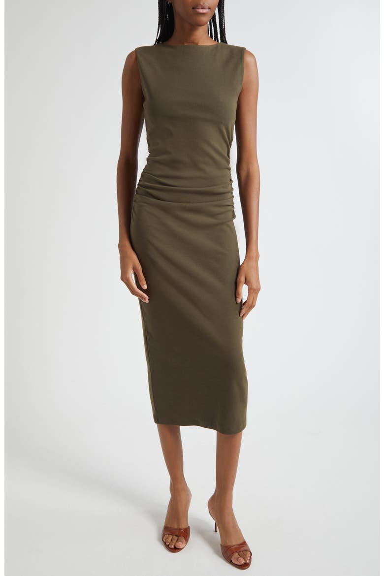 Charissa Sleeveless Stretch Cotton Midi Dress, Main, color, CYPRESS