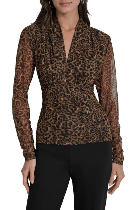 Zebra Print Long Sleeve Mesh Shirt