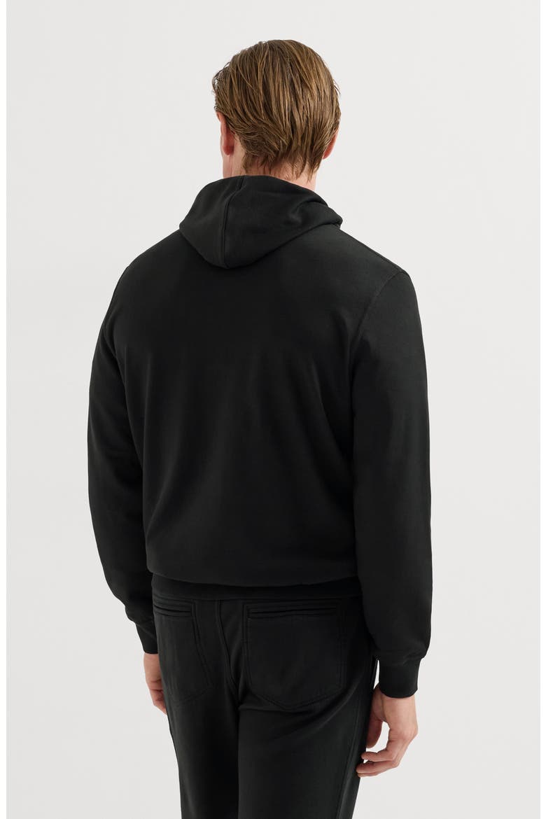 Techno cotton French terry hooded sweatshirt with zipper, Alternate, color, Black