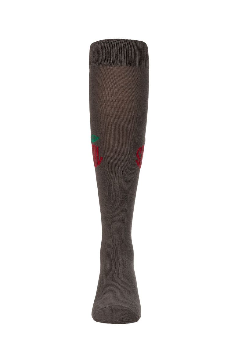 Ribbed School Apple Embroidered Knee Sock, Alternate, color, Gray