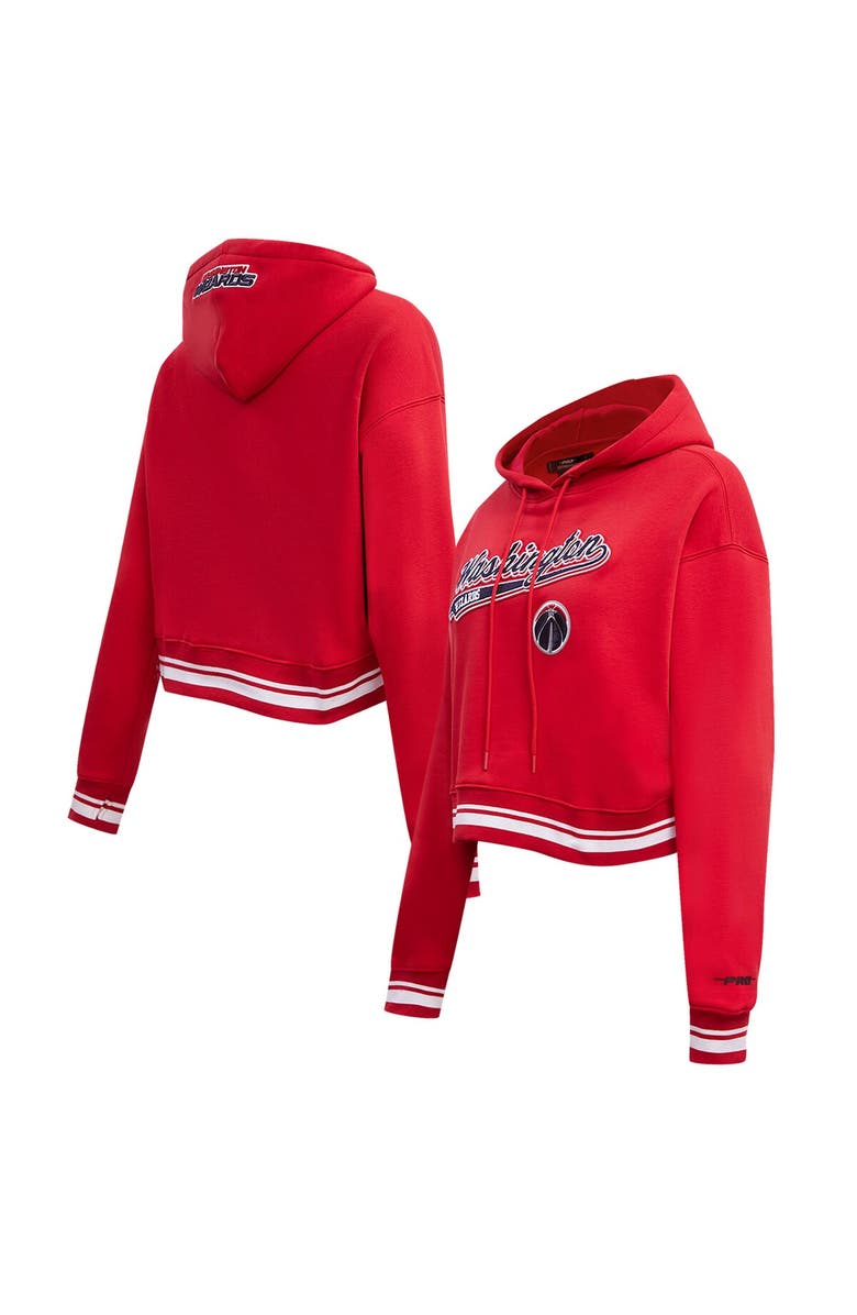 PRO STANDARD Women's Pro Standard Red Washington Wizards Script Tail Cropped Pullover Hoodie, Alternate, color, Red