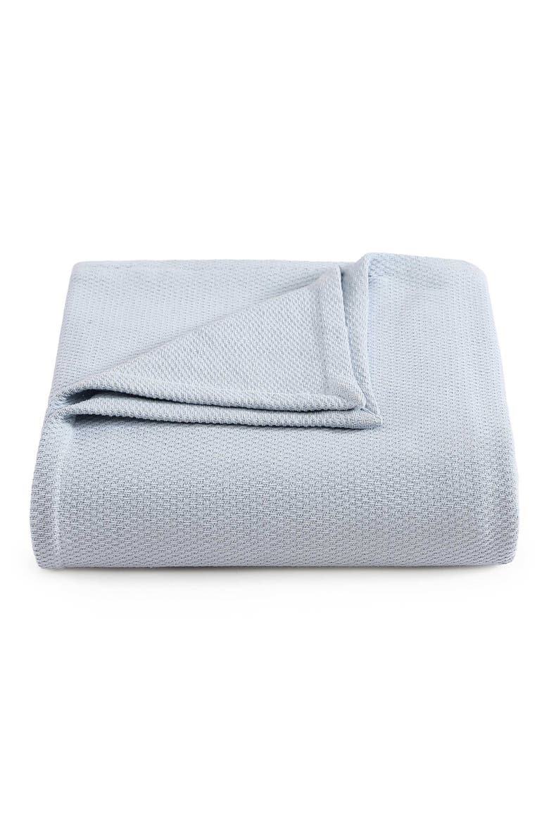 SOLID COTTON PIQUE BLANKET, Main, color, BLUE