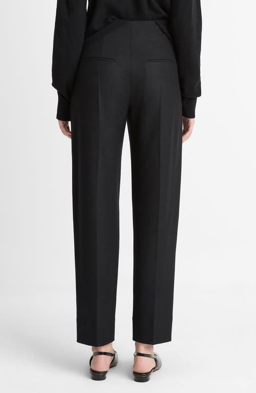 Vince High Waist Pleat Front Wool Blend Pants In Black