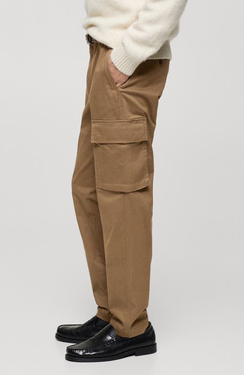 Mango Regular Fit Flat Front Twill Cargo Pants In Medium Brown
