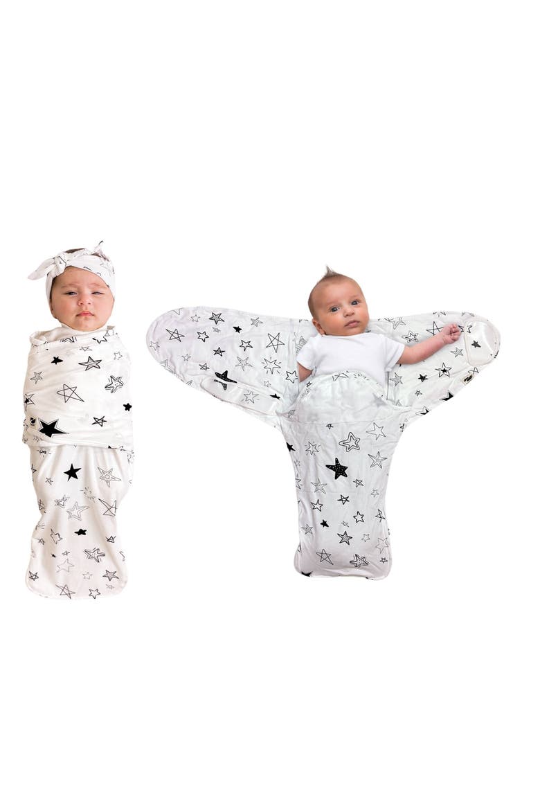 Organic Snugababe Swaddle Sleep Pod with Arm Inserts, Alternate, color, BLACK/ WHITE
