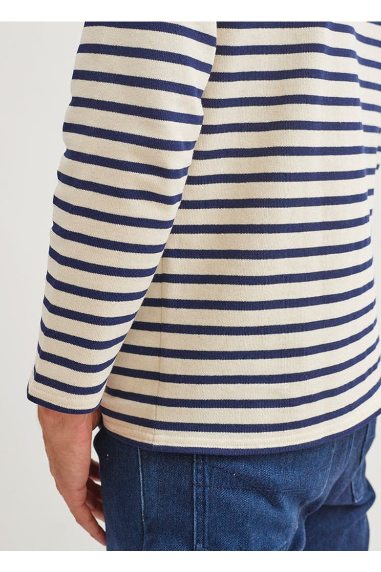 GUILDO - Boat Neck Heavyweight Breton Stripe Shirt, Alternate, color, ecru/navy