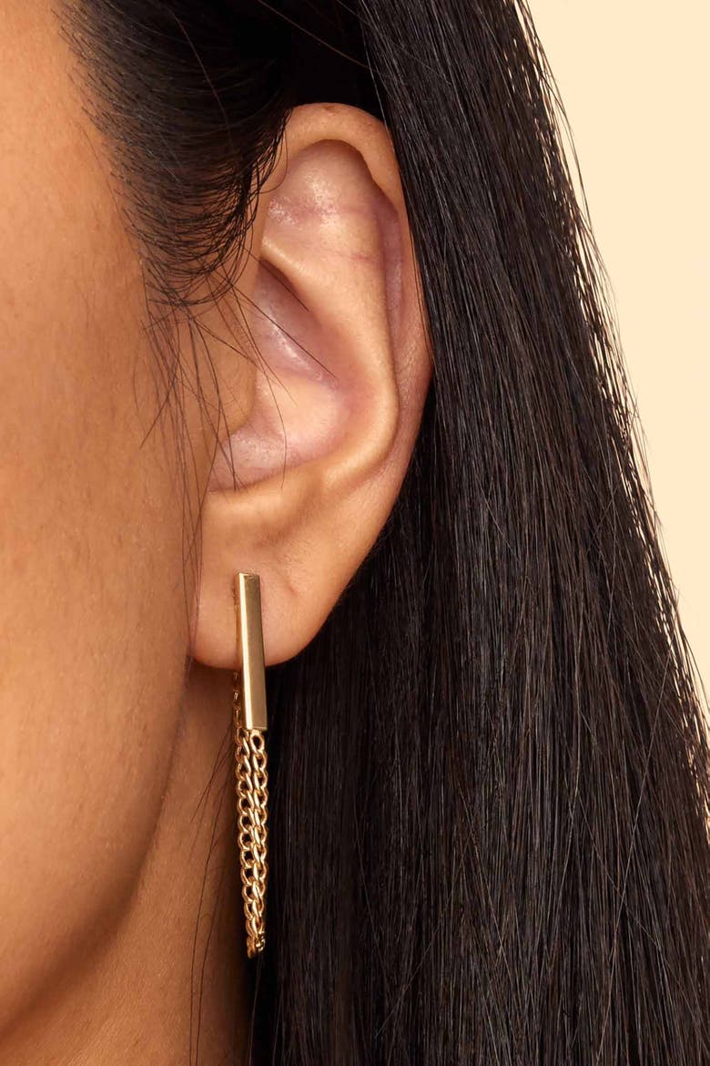 14K Yellow Gold Carmine Curb Bar Drop Earrings, Alternate, color, Yellow Gold