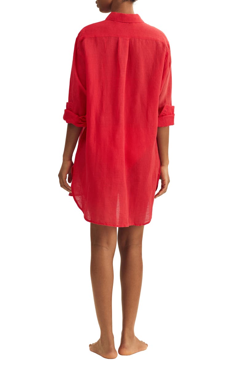 Polo Ralph Lauren Boyfriend Long Sleeve Cover-Up Tunic, Alternate, color, Cruise Red