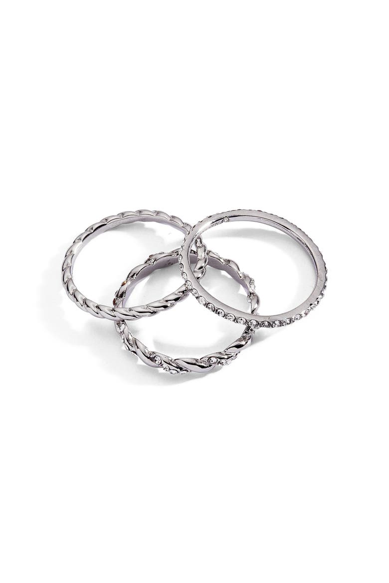 Rope Stacking Texture Ring Set of 3, Main, color, Silver