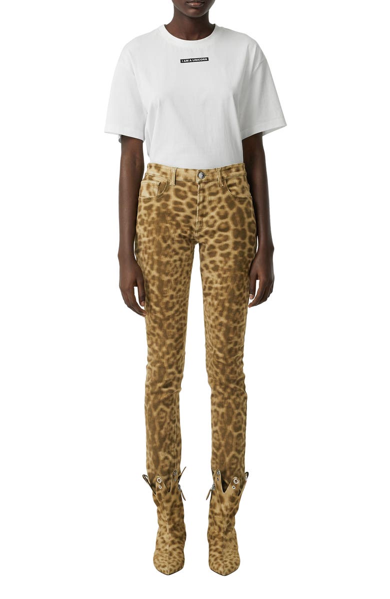 Burberry Leopard Print Skinny Jeans, Alternate, color, 