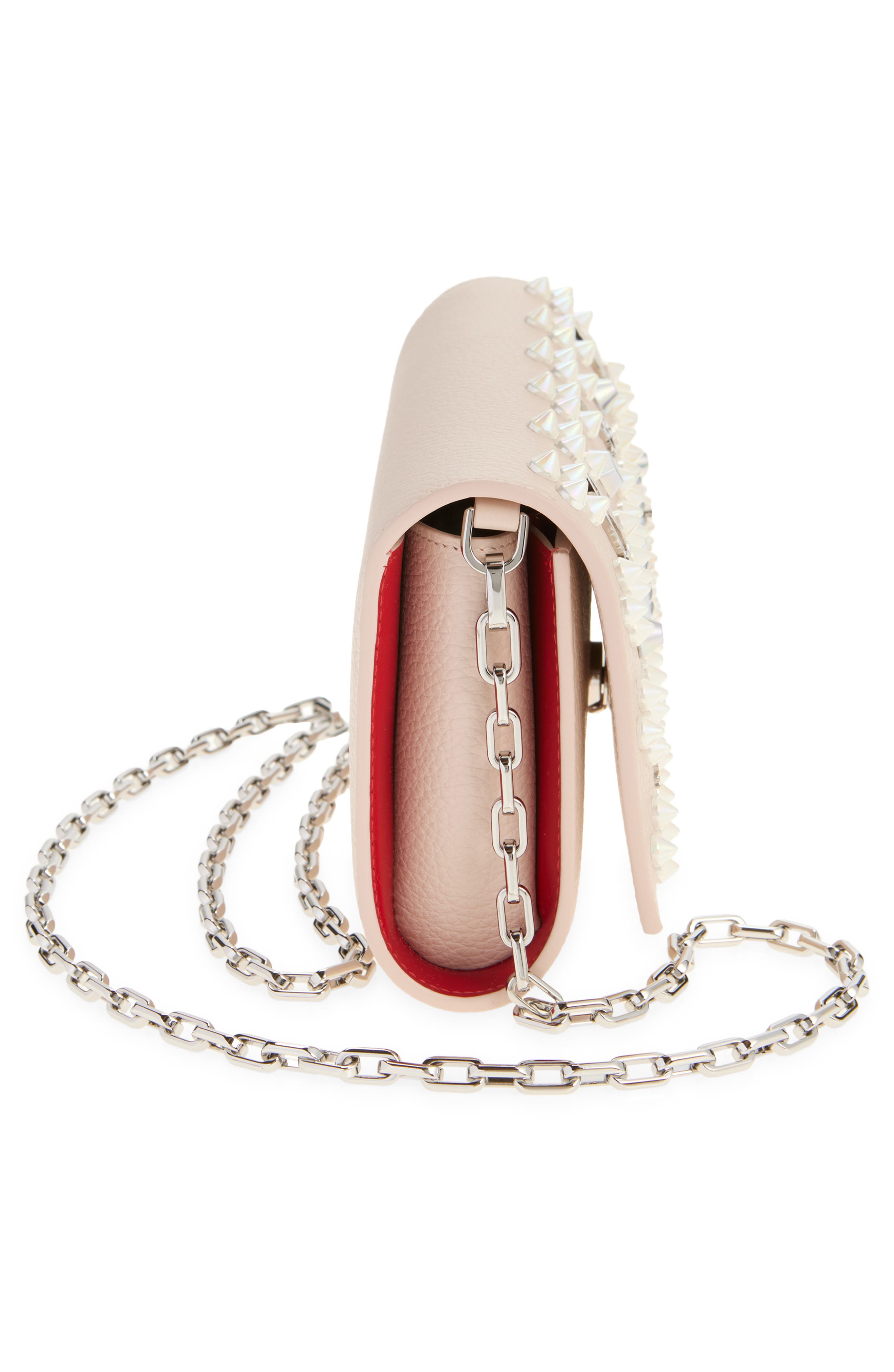 Christian Louboutin Paloma Leather Clutch, Alternate, color, Leche/ Multi