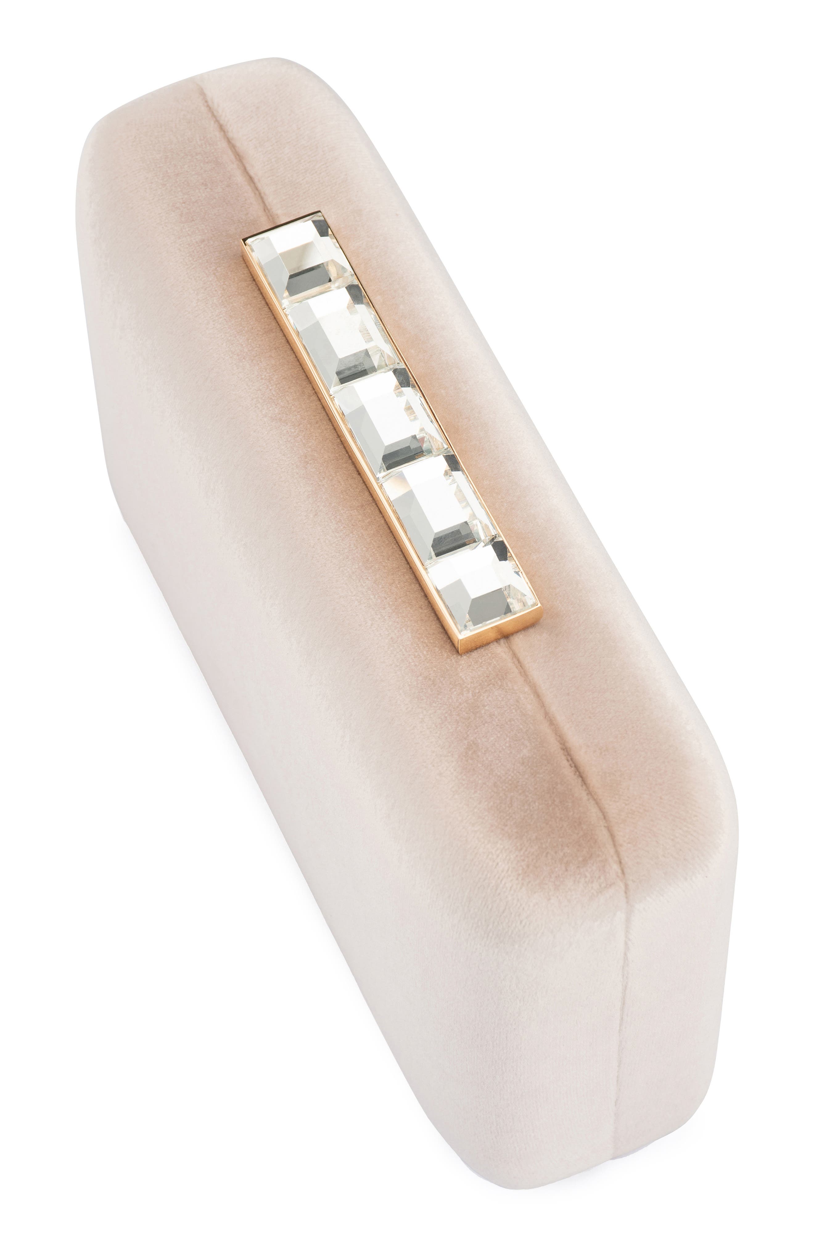Olga Berg Bess Velvet Frame Clutch, Alternate, color, Natural
