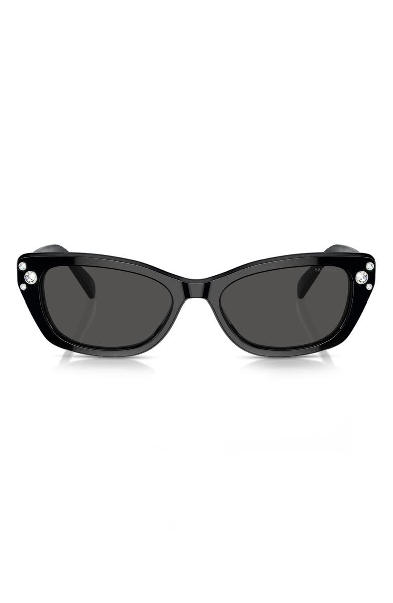 Swarovski 54mm Pillow Sunglasses, Main, color, Black