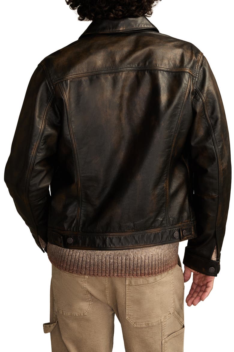 Distressed Leather Trucker Jacket, Alternate, color, WASHED BLACK