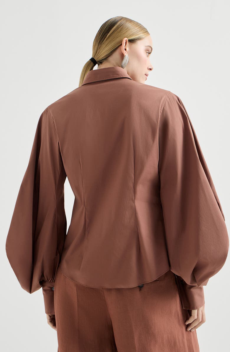 Brunello Cucinelli Stretch poplin shirt with monili, Alternate, color, Red