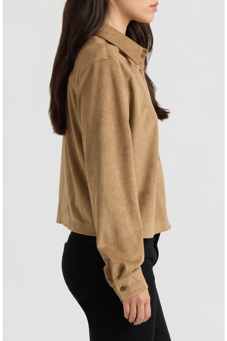 Cropped Faux Suede Shirtjacket, Alternate, color, WOOD