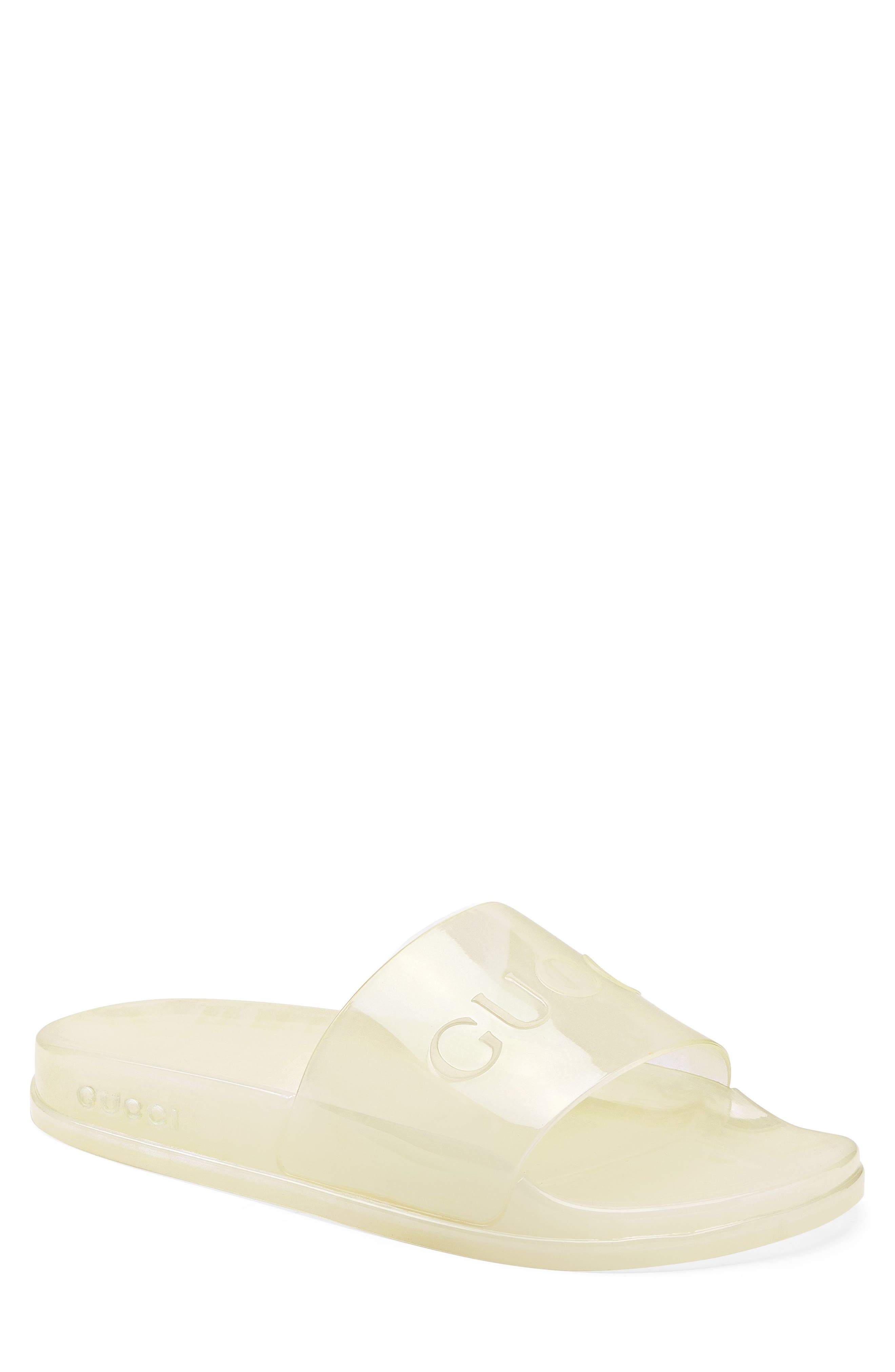 Pursuit Logo Slide Sandal, Main, color, GLOW IN THE DARK