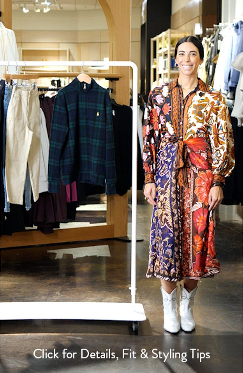 Kids' Blackwatch Plaid Jacquard Flannel Half Zip Sweatshirt, sales video thumbnail