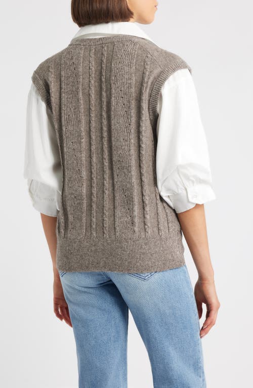 Wit & Wisdom Mixed Media Elbow Sleeve Shirt & Sweater Vest In Gray