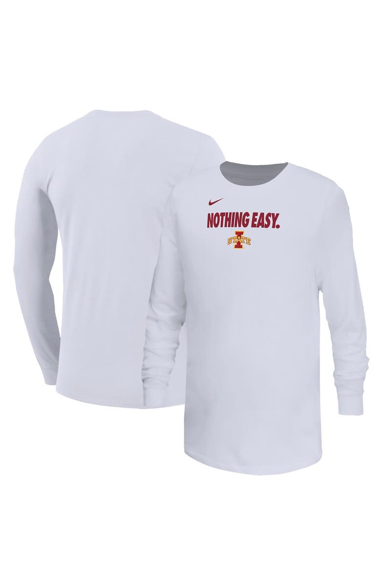 Nike Youth Nike White Iowa State Cyclones 2025 On-Court Bench Long Sleeve T-Shirt, Alternate, color, 