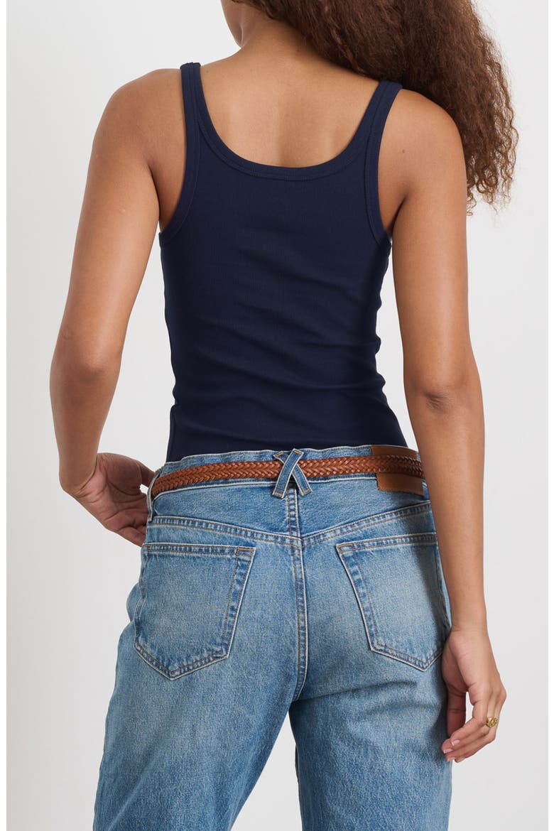 365 Stretch Cotton Rib Tank, Alternate, color, DARK NAVY