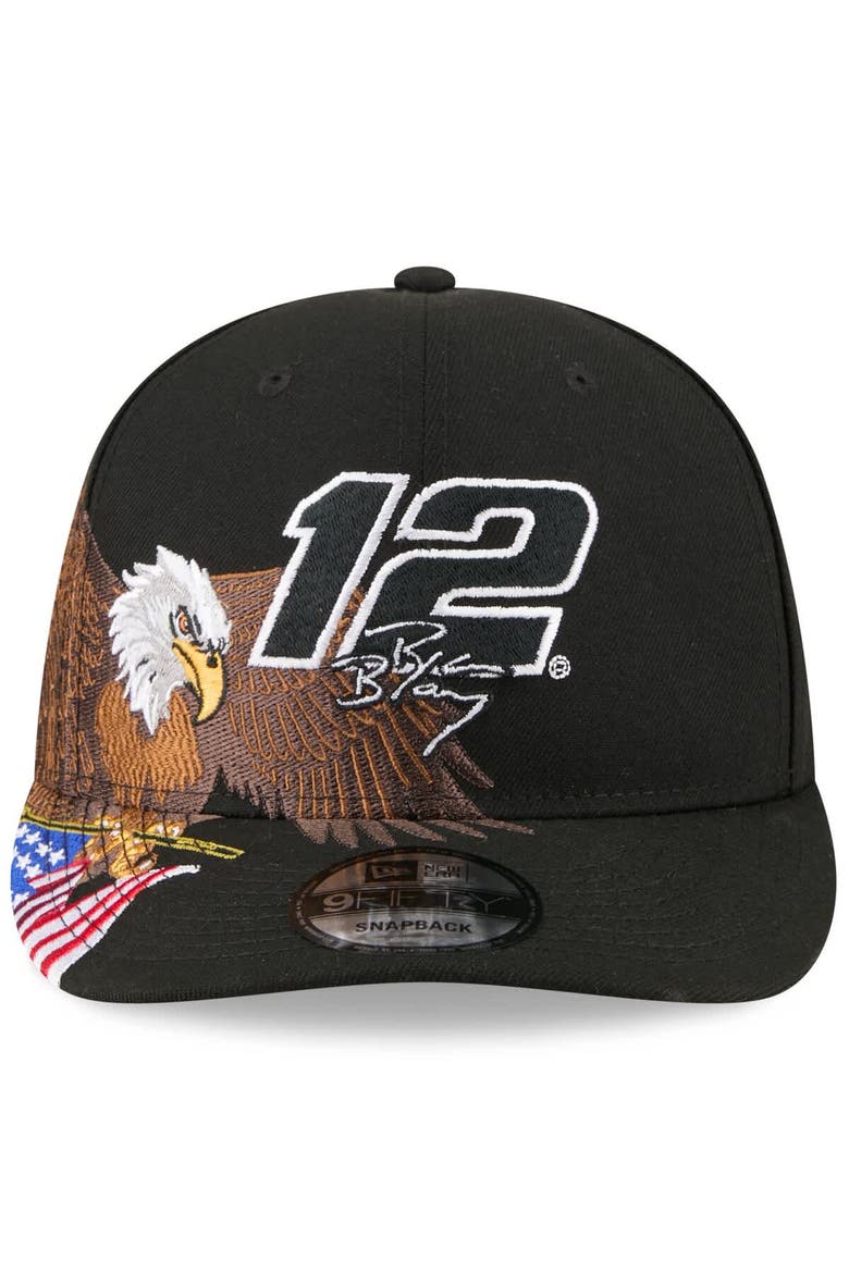 Men's New Era Black Ryan Blaney Patriotic Eagle & Flag A-Frame 9FIFTY Snapback Hat, Alternate, color, Black