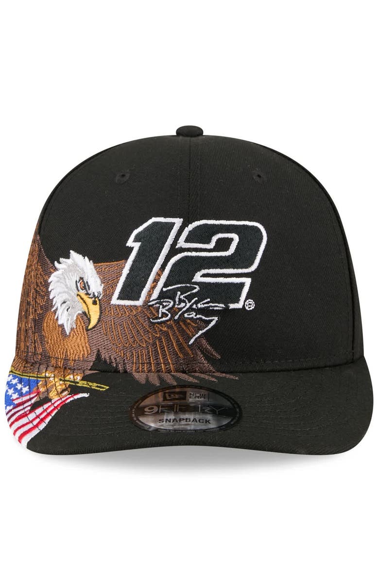 New Era Men's New Era Black Ryan Blaney Patriotic Eagle & Flag A-Frame 9FIFTY Snapback Hat, Alternate, color, Black