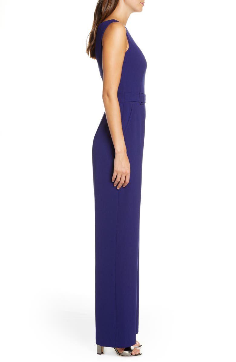 Vince Camuto Belted Sleeveless Stretch Crepe Jumpsuit, Alternate, color, 