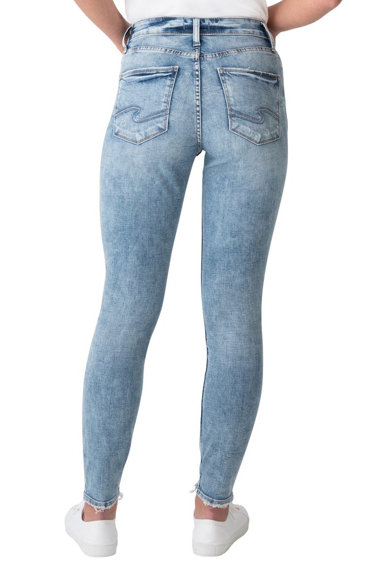 Avery Ripped High Waist Chew Hem Ankle Skinny Jeans, Alternate, color, BLUE