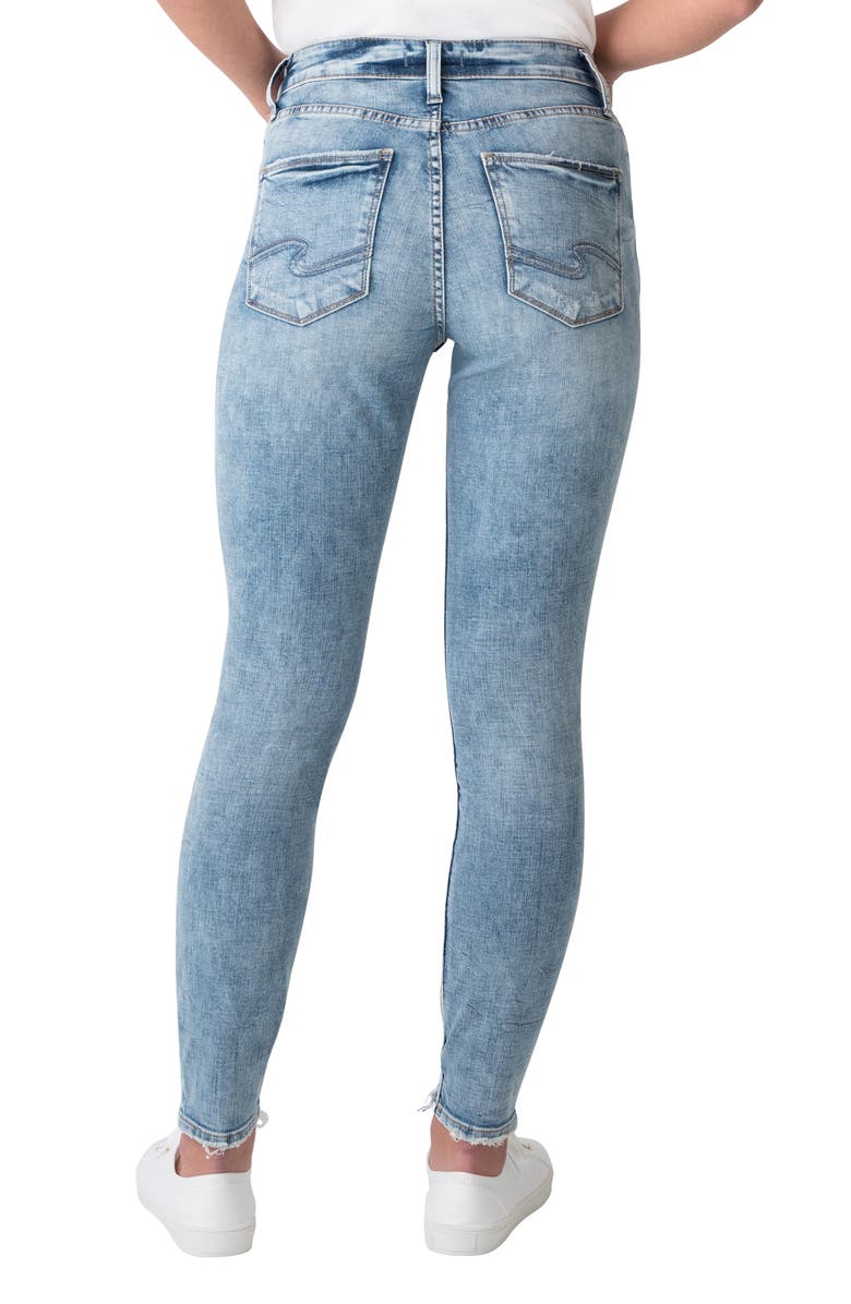 Silver Jeans Co. Avery Ripped High Waist Chew Hem Ankle Skinny Jeans, Alternate, color, 