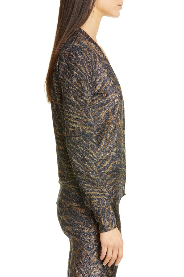 Tiger Print Metallic Jersey Cardigan, Alternate, color, TIGER