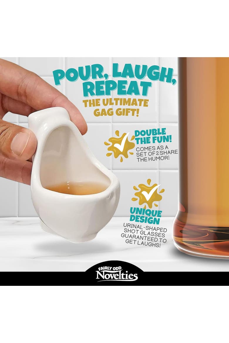 Urinal Shot Glasses, 2 Pieces, 1.5oz - 3.1 Inches, Dishwasher Safe, Alternate, color, Multicolored