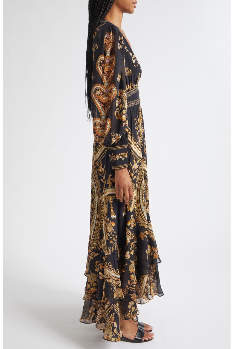 Taurus Rising Long Sleeve Silk Maxi Dress, Alternate, color, TAURUS RISING