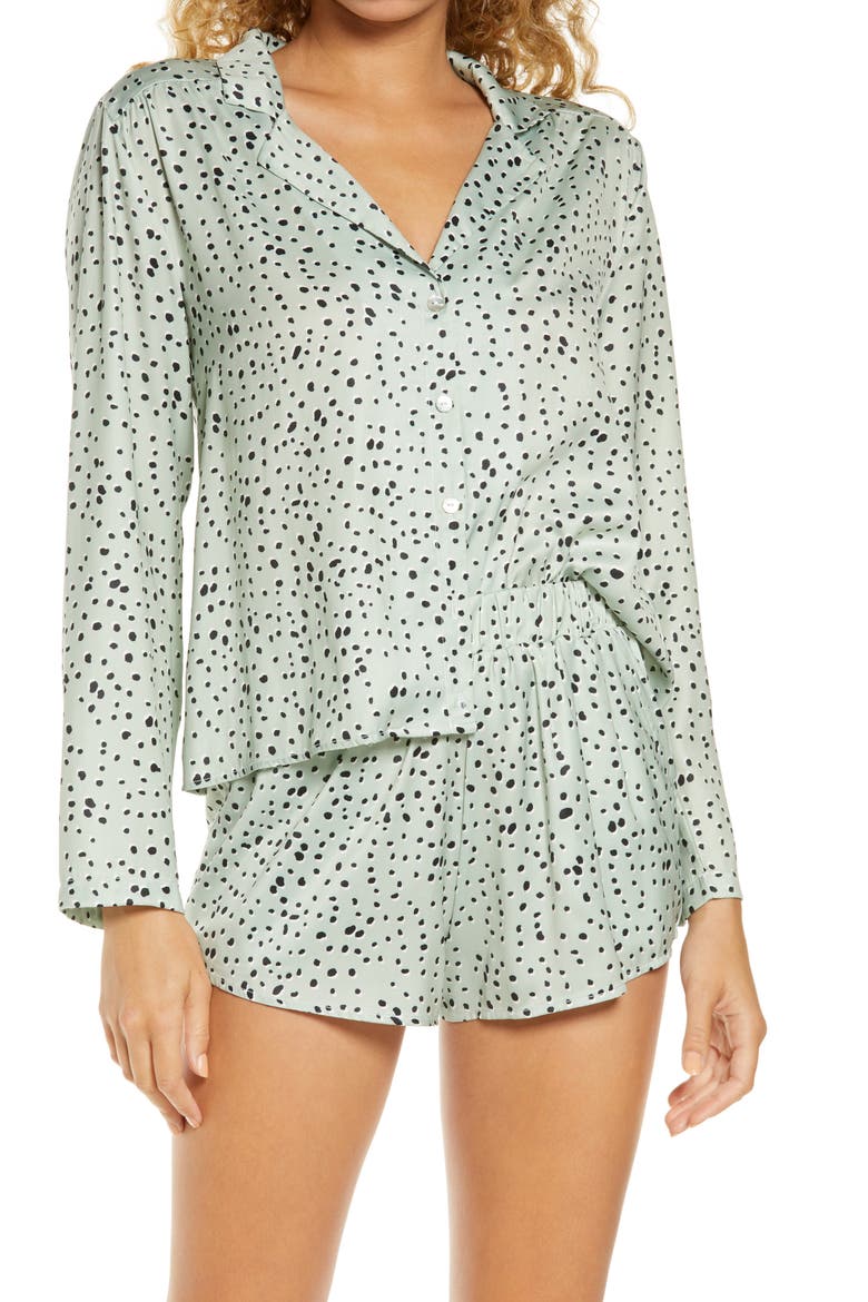 Floral Short Pajamas, Main, color, SAGE