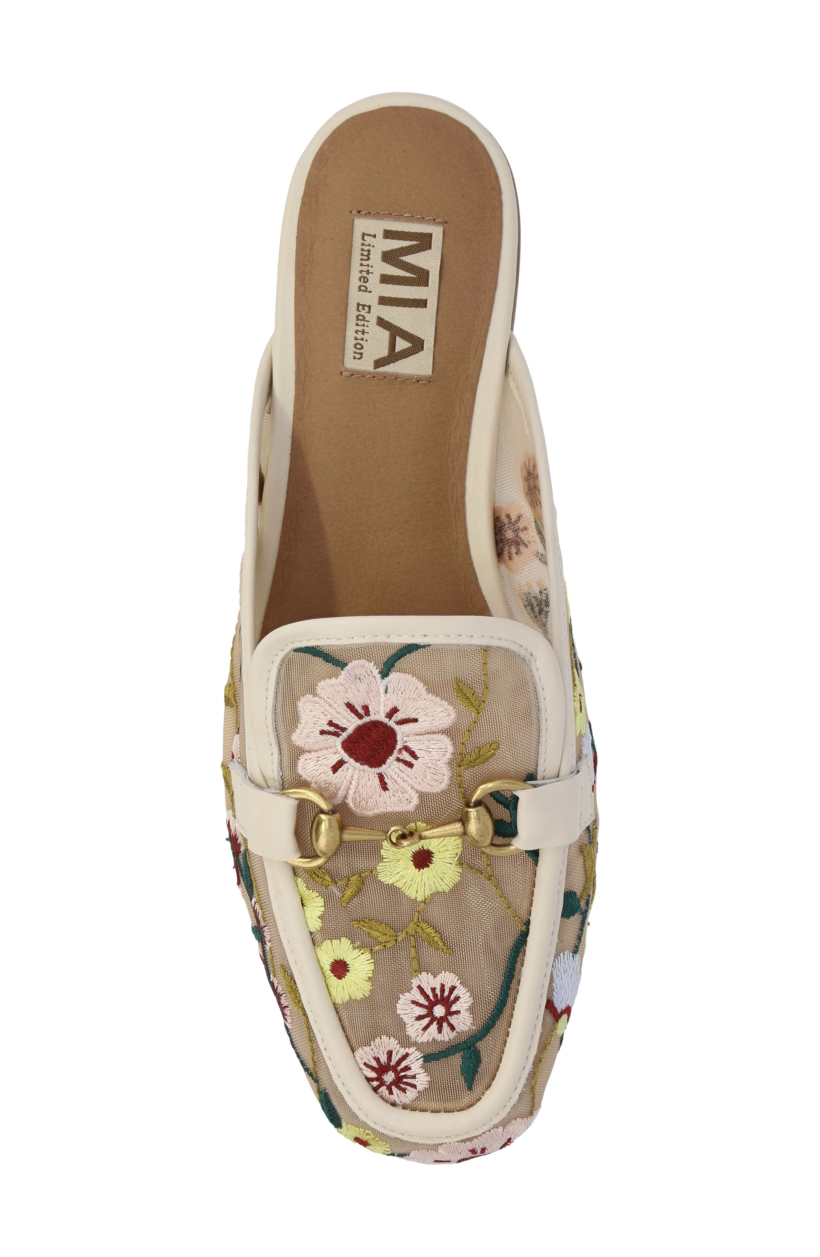 Bouquet Bit Loafer Mule, Alternate, color, BONE MESH